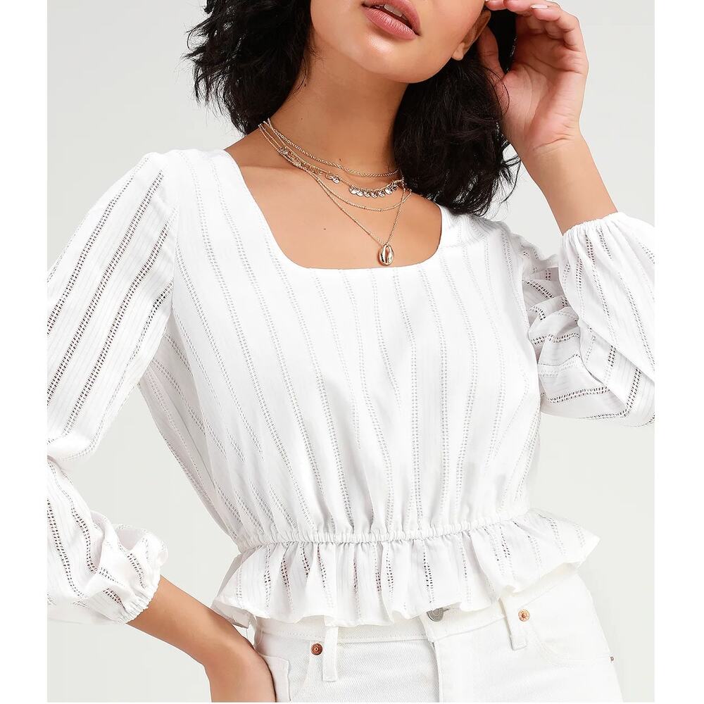 The Fifth Label - Kite Stripe White Long Sleeve Top - US 6 / Medium - retail $86